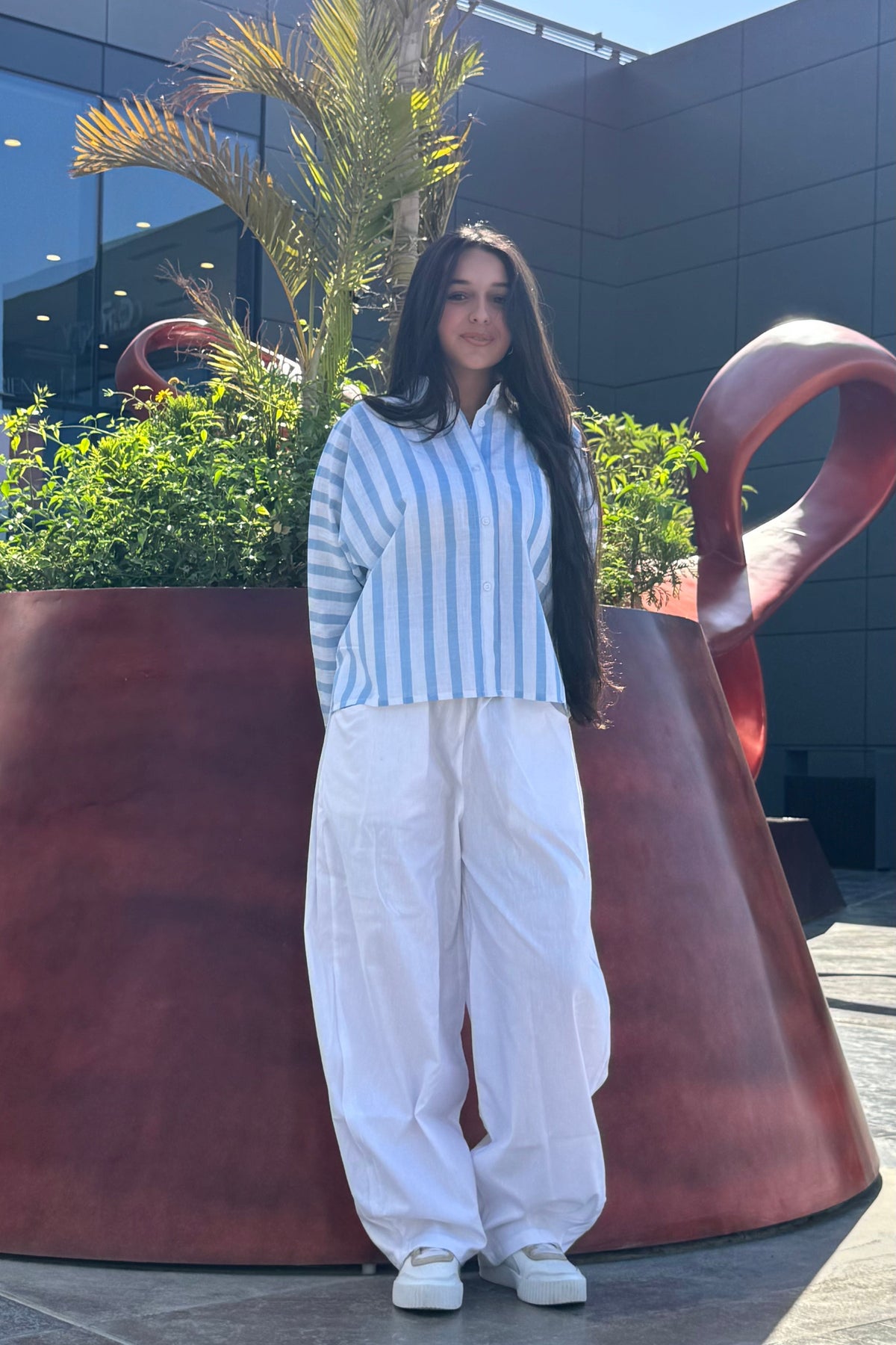 Linen Women Wide Pants White