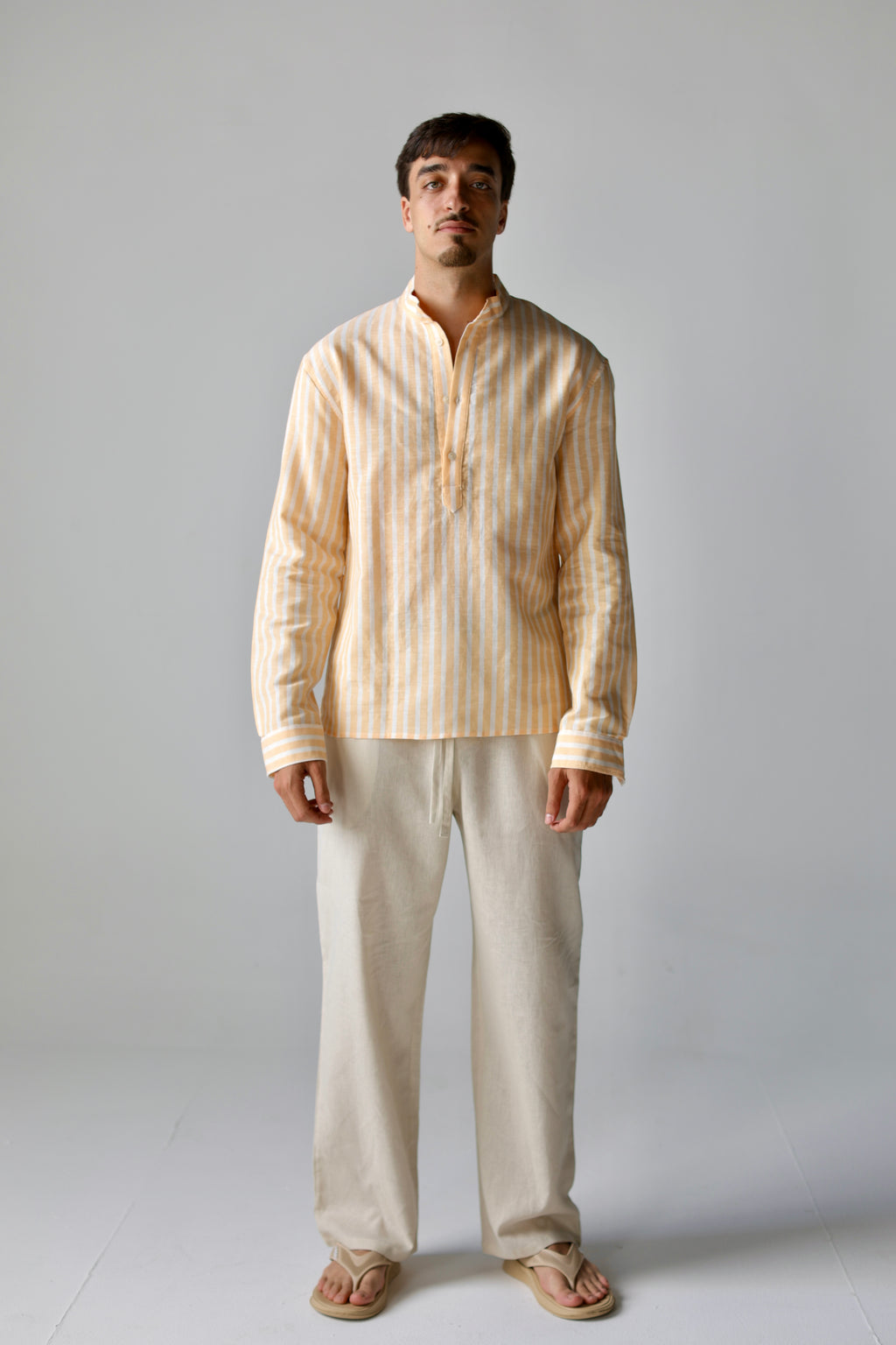 Linen Henly Striped Shirt Yellow