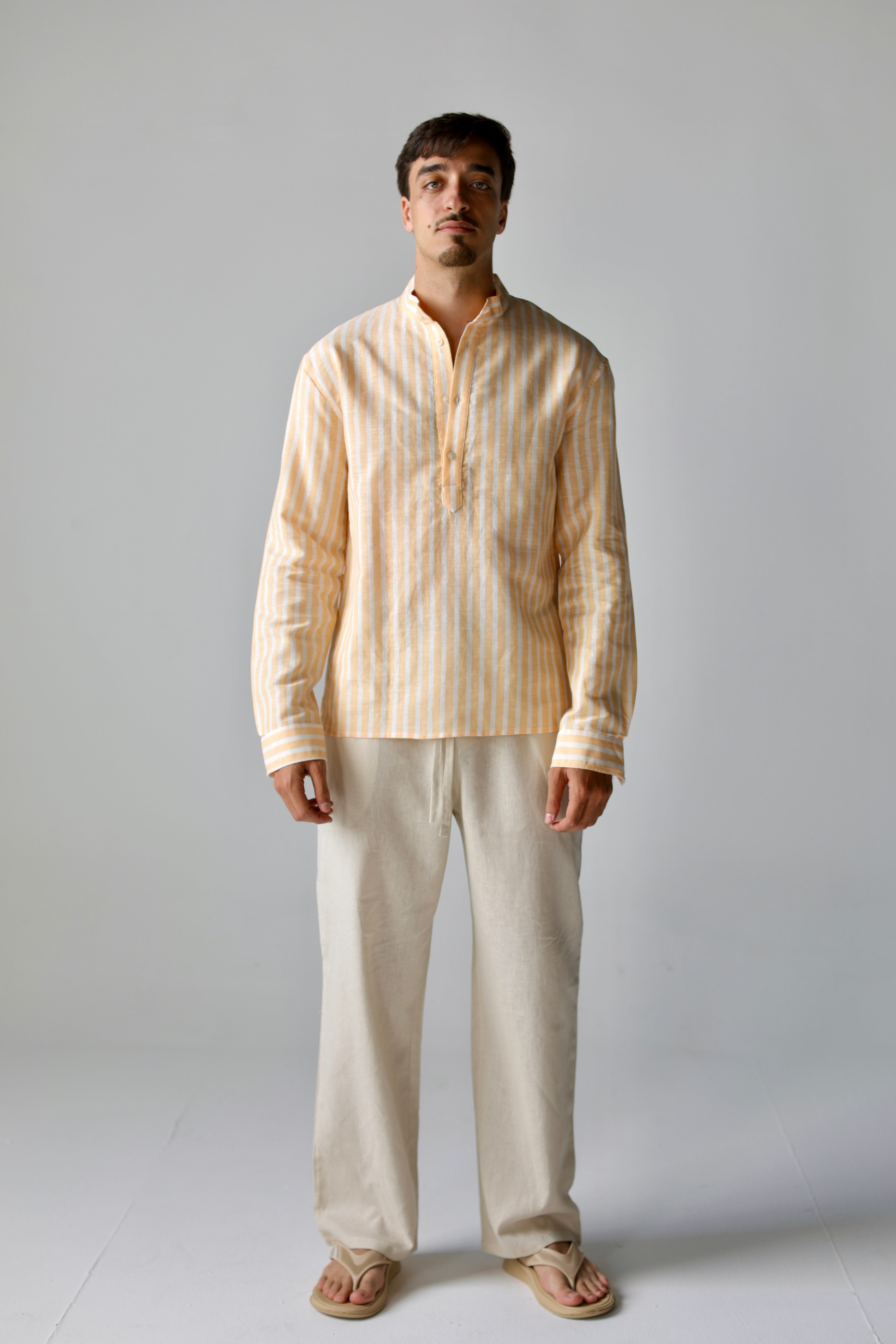 Linen Henly Striped Shirt Yellow