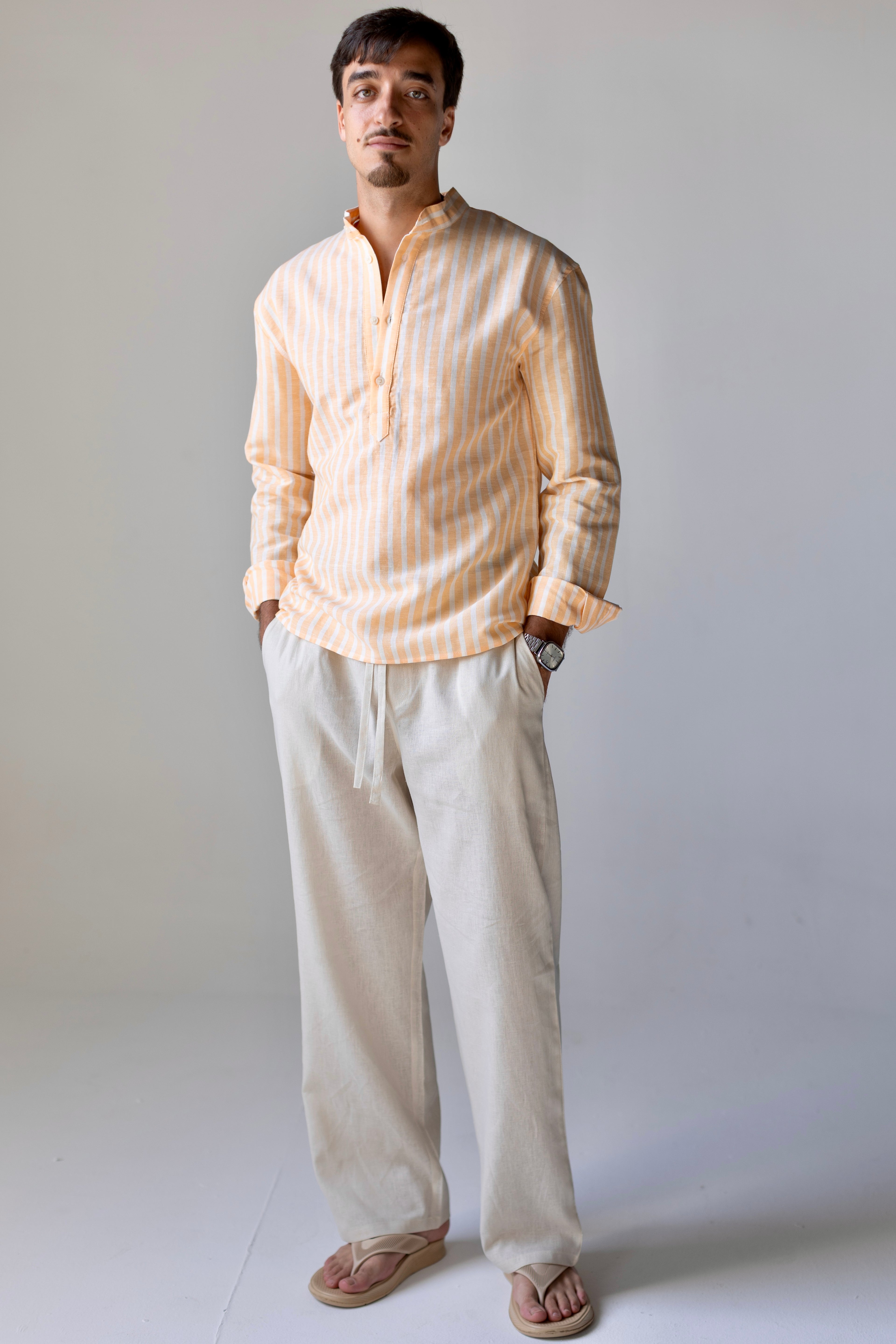 Linen Henly Striped Shirt Yellow
