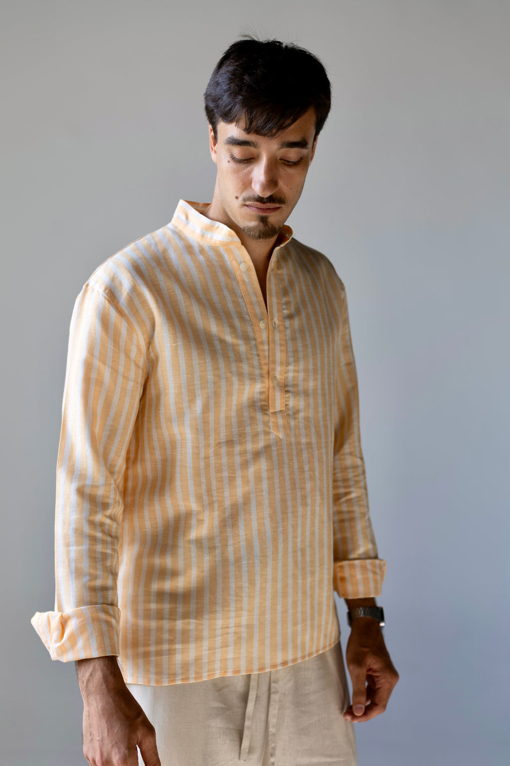 Linen Henly Striped Shirt Yellow
