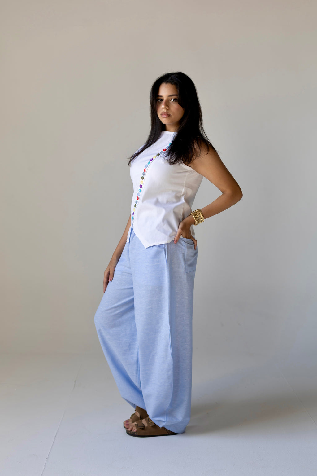 Linen Button Shirt White