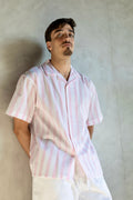 Linen Box Fit Striped Pink Shirt