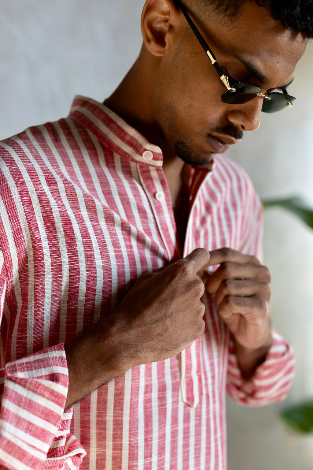 Linen Henly Striped Shirt Red