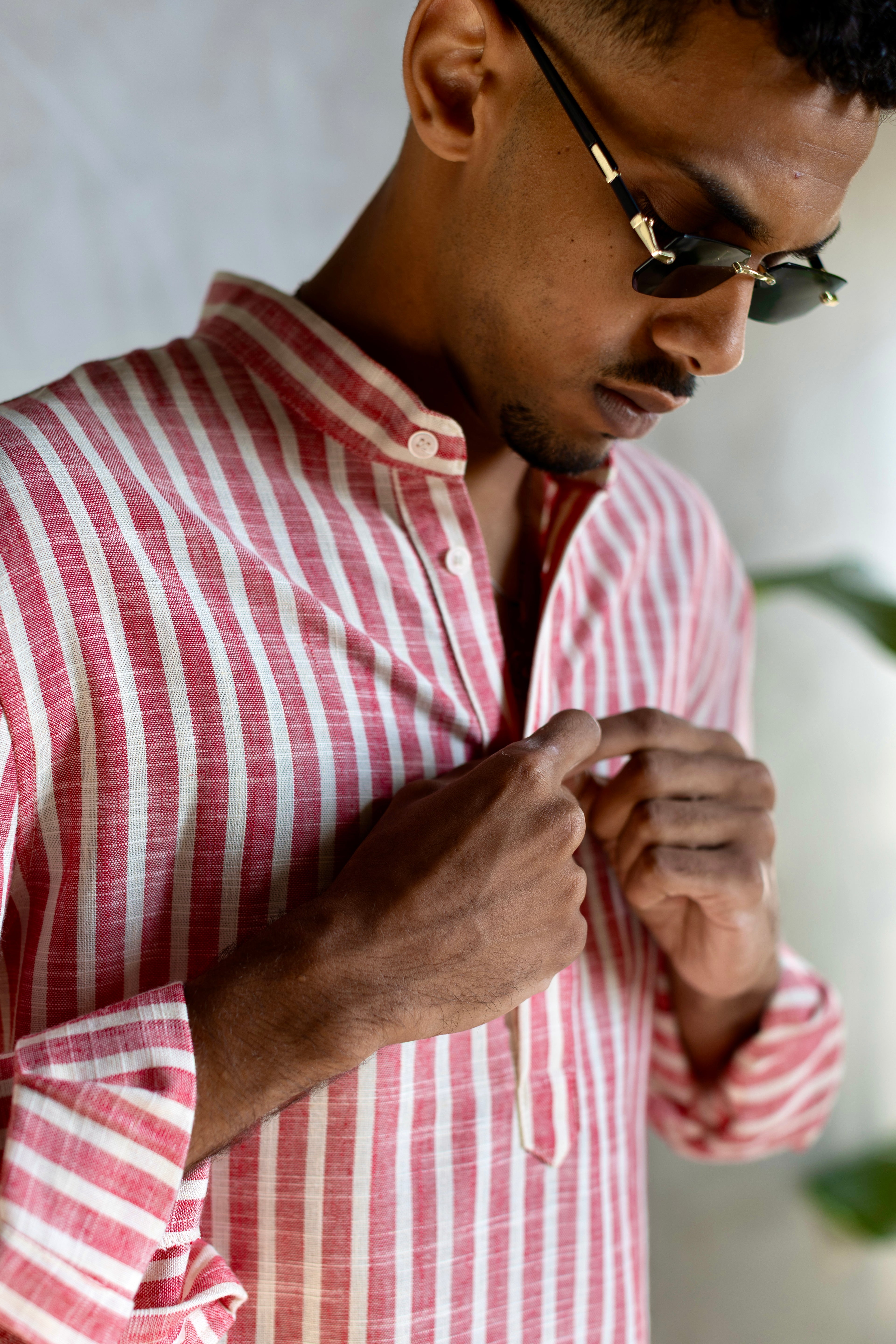 Linen Henly Striped Shirt Red