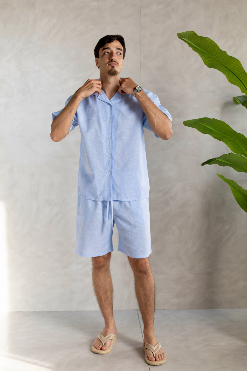 Linen Box Shirt Light Blue