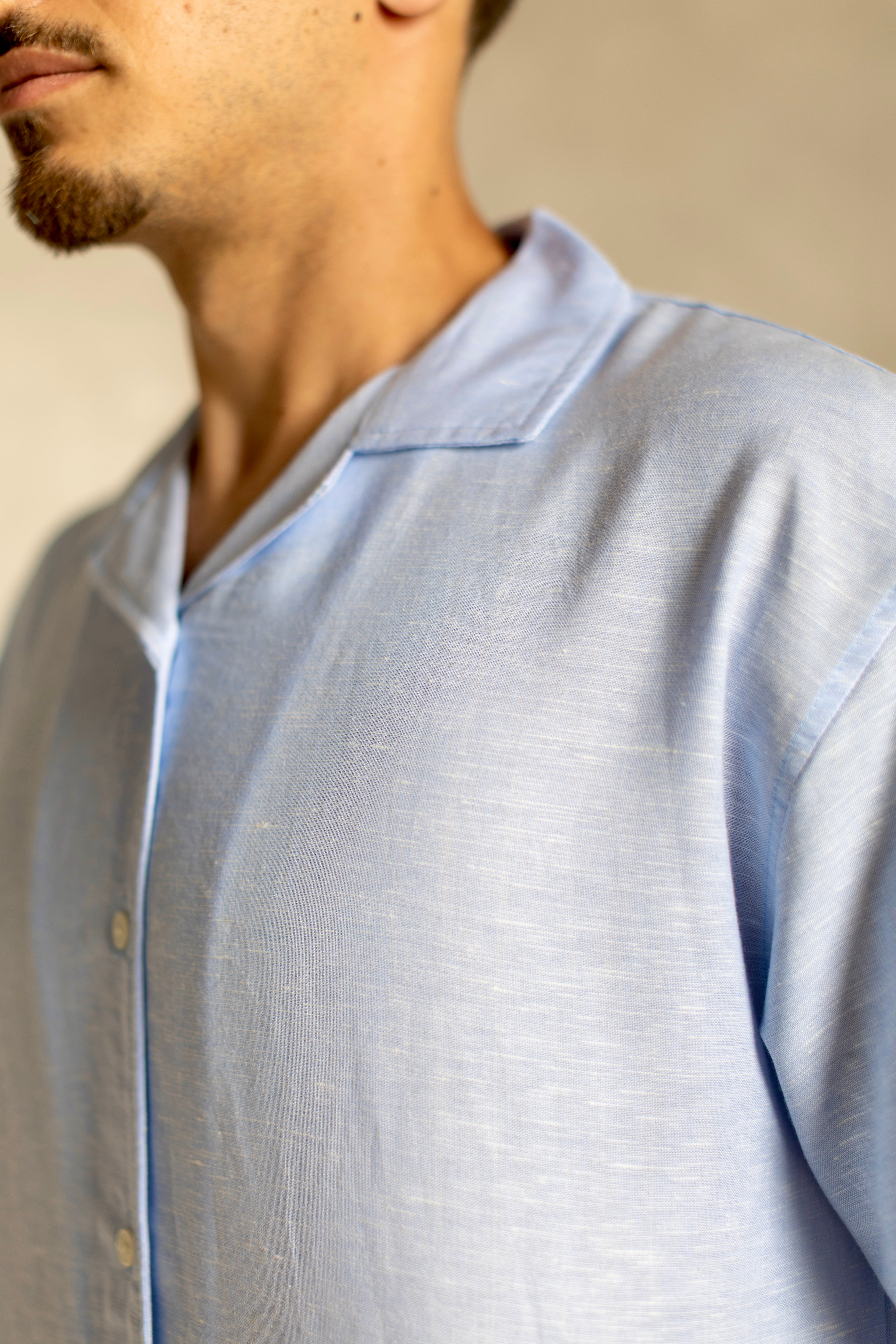 Linen Box Shirt Light Blue