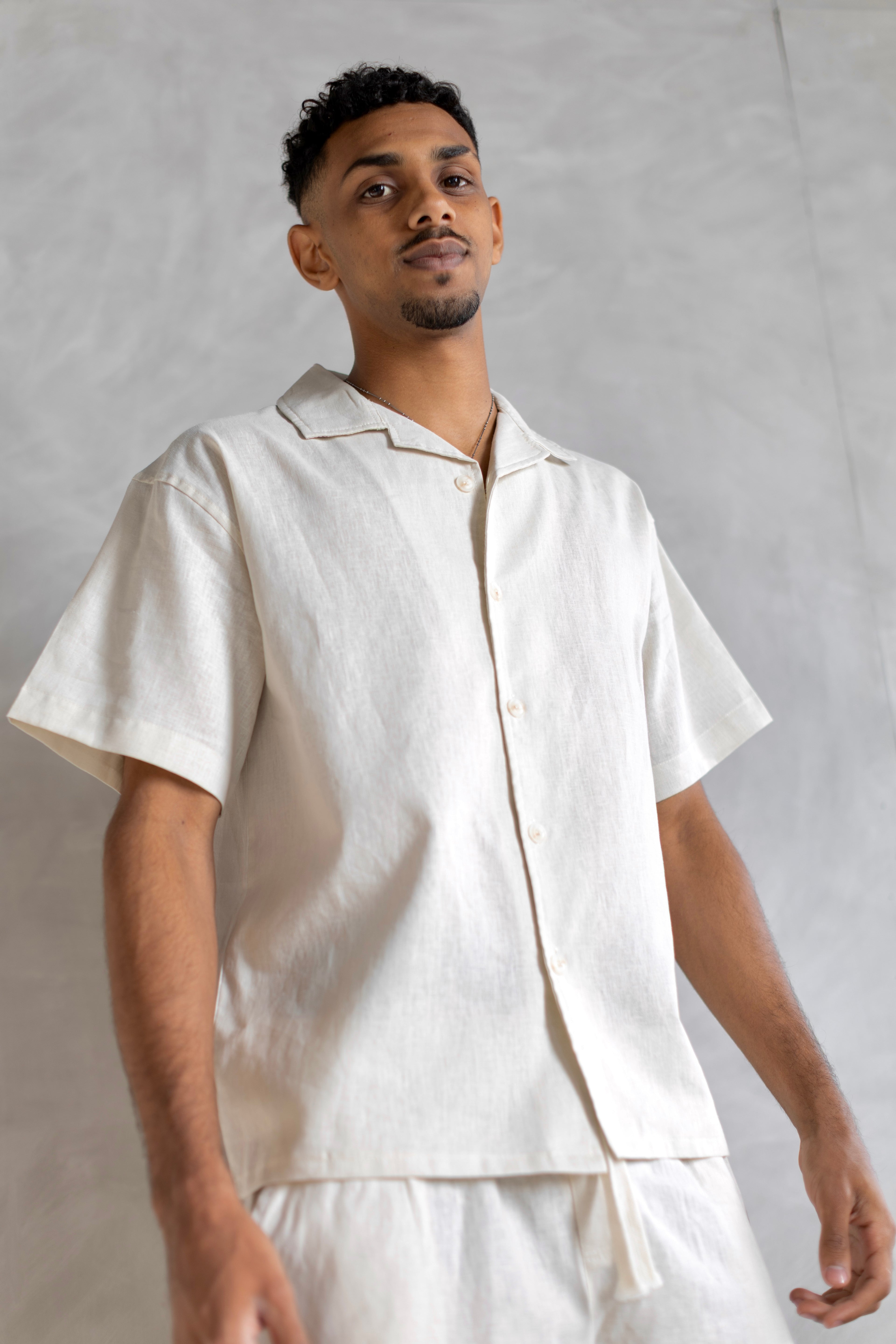 Linen Box Shirt Beige