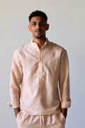 Linen Henly Shirt Red Beige