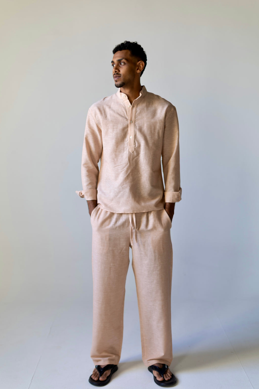 Linen Pants Red Beige