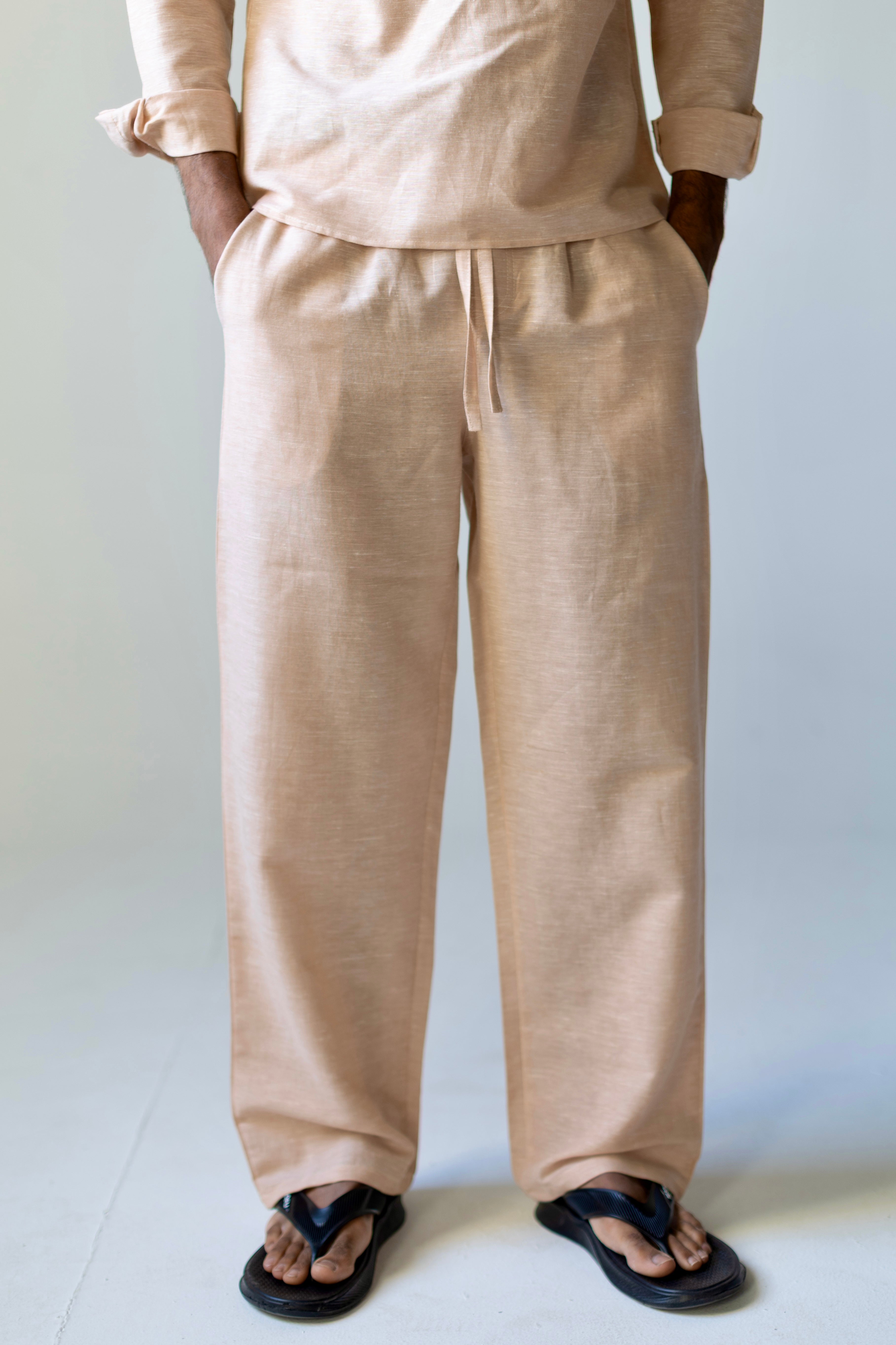 Linen Pants Red Beige