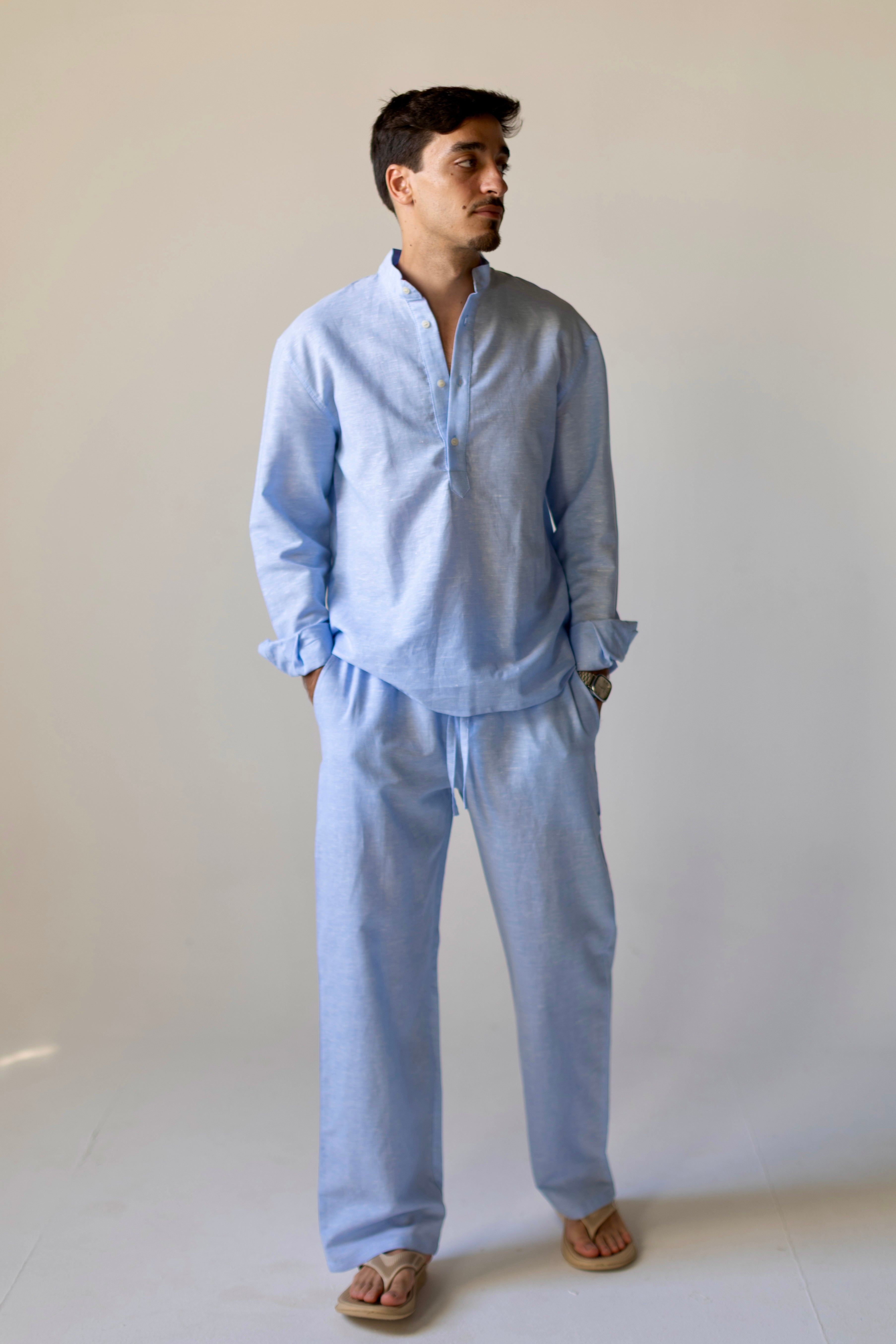 Linen Henly Shirt Light Blue