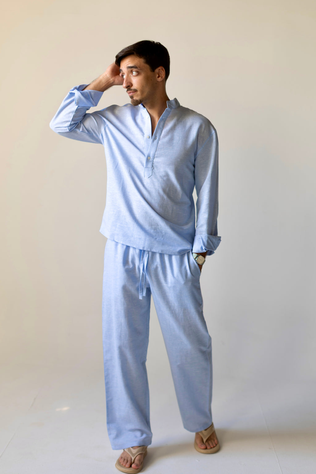 Linen Henly Shirt Light Blue