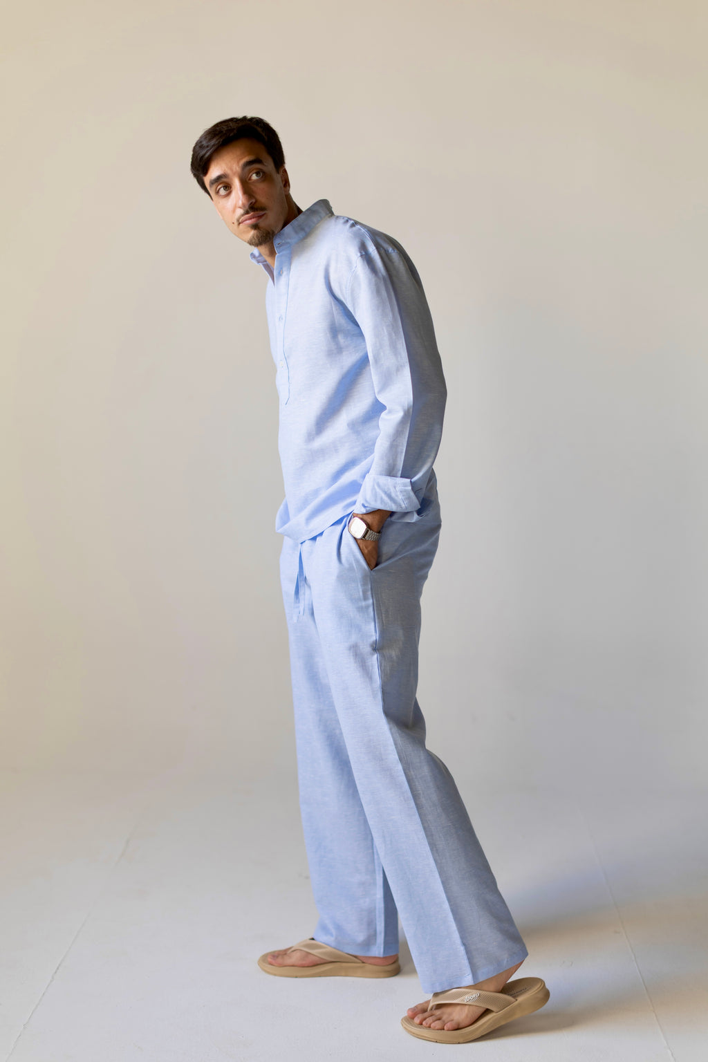 Linen Pants Light Blue