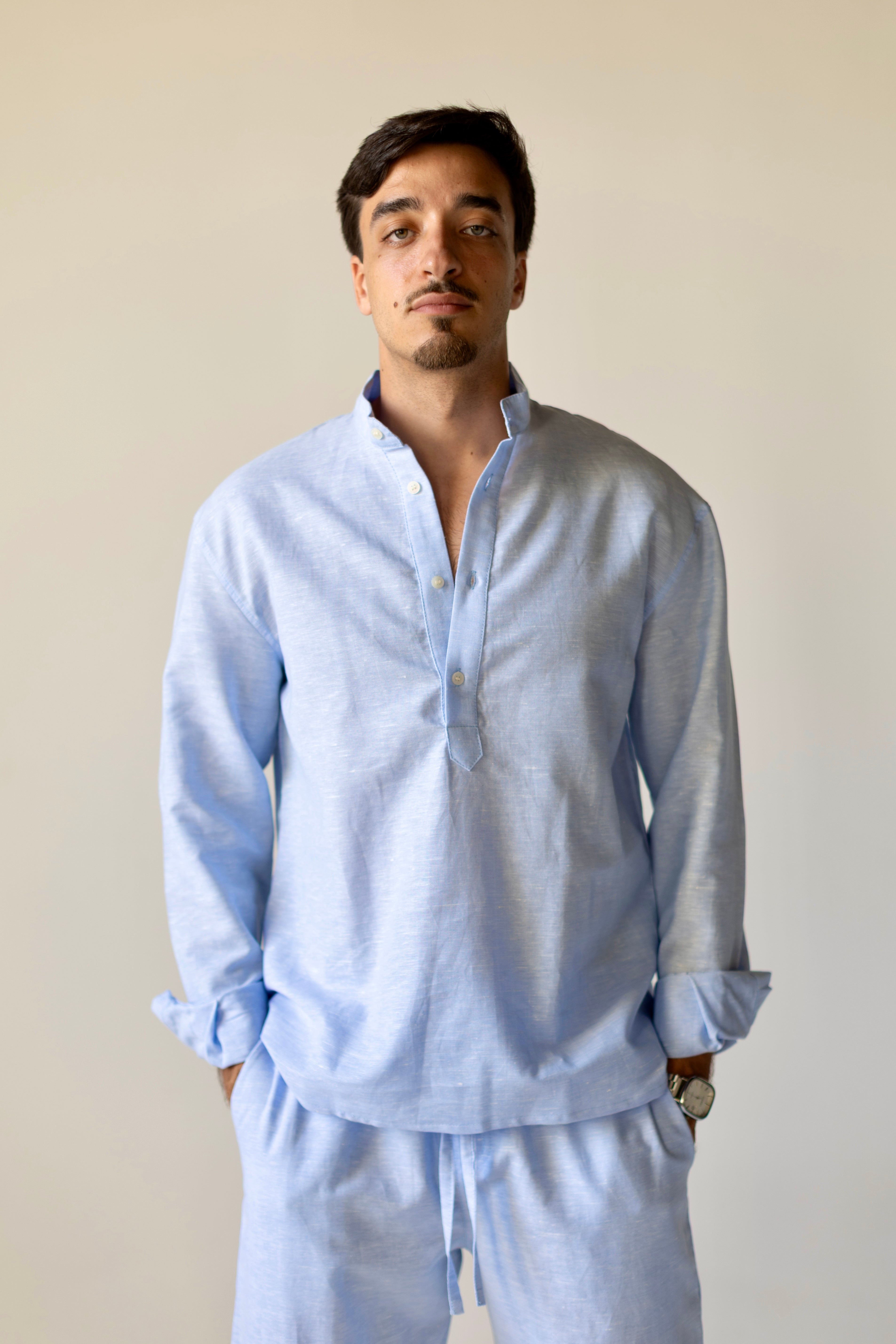 Linen Henly Shirt Light Blue