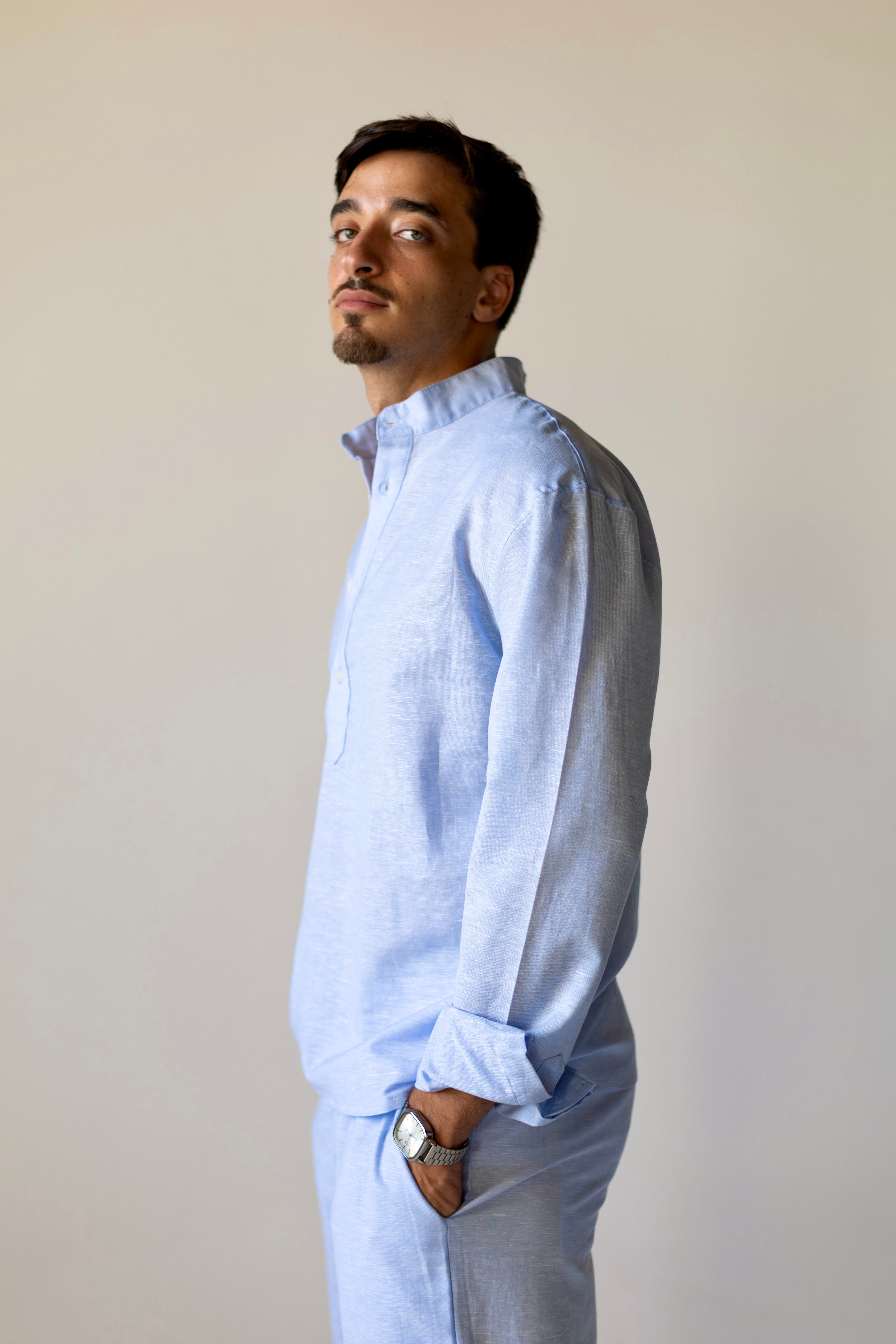 Linen Henly Shirt Light Blue
