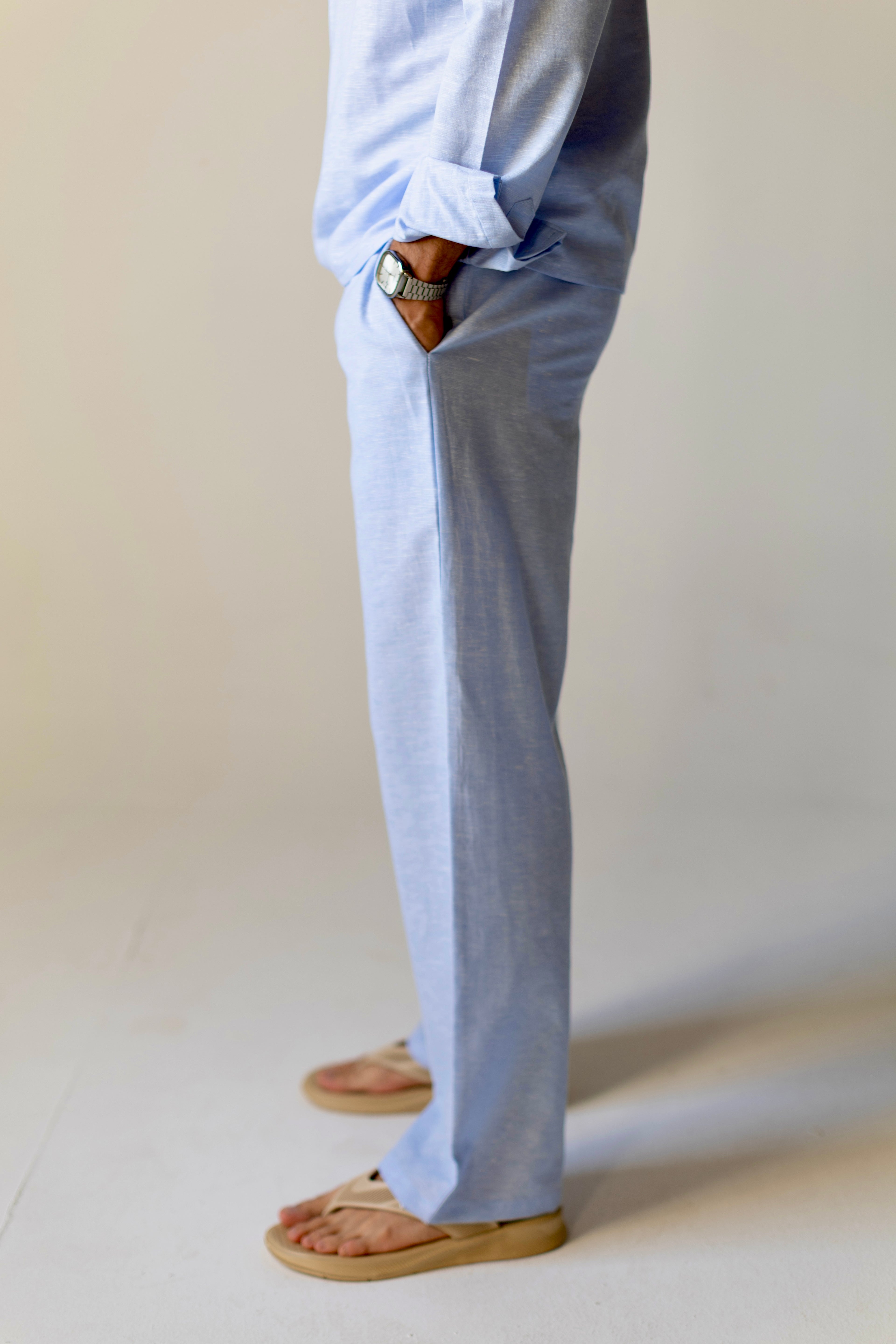 Linen Pants Light Blue