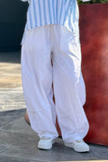 Linen Women Wide Pants White